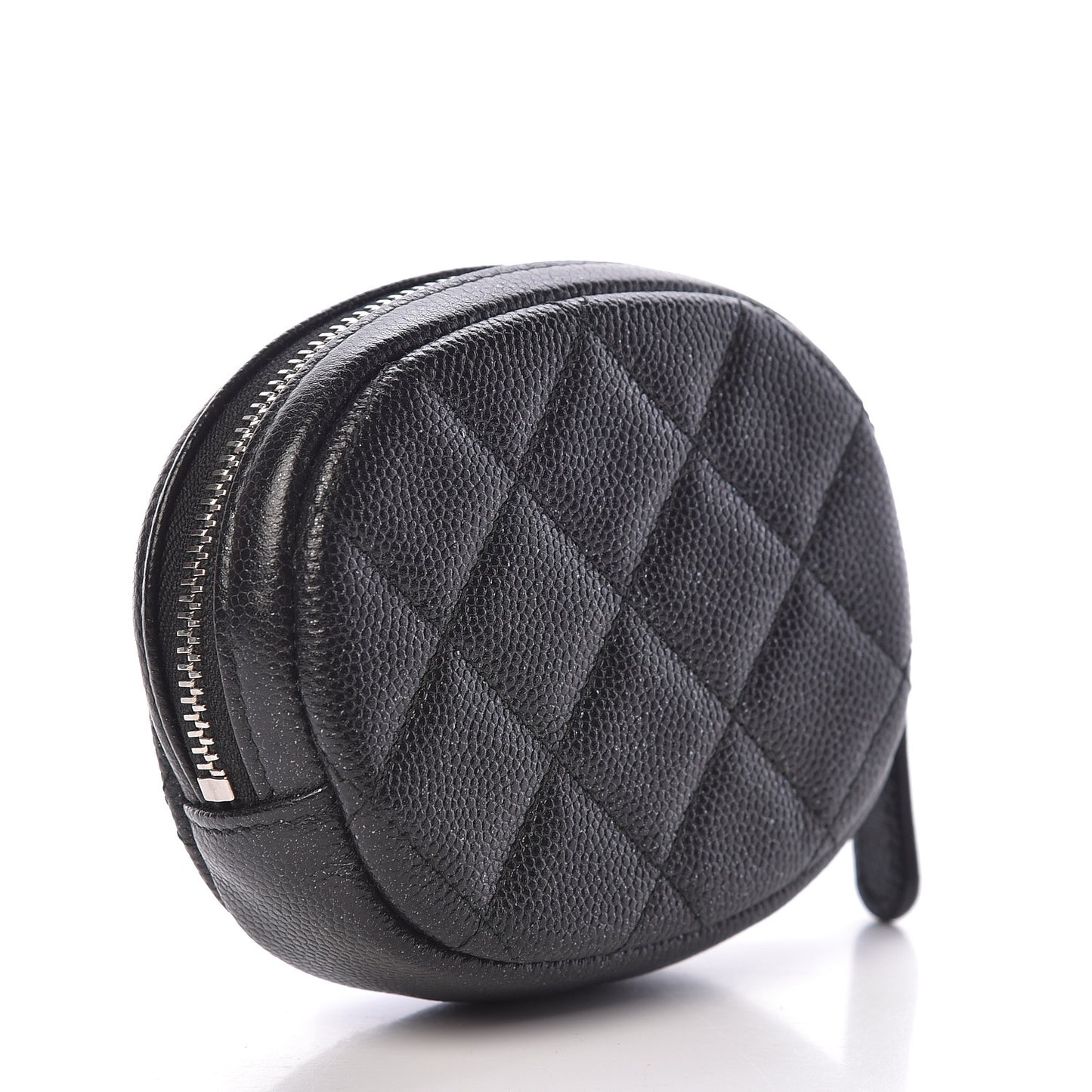 Iridescent Caviar Quilted Zip Around Classic Coin Purse Black