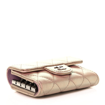 Chanel Iridescent Calfskin Quilted Classic 4 Key Holder Wallet Pink 4 of 10