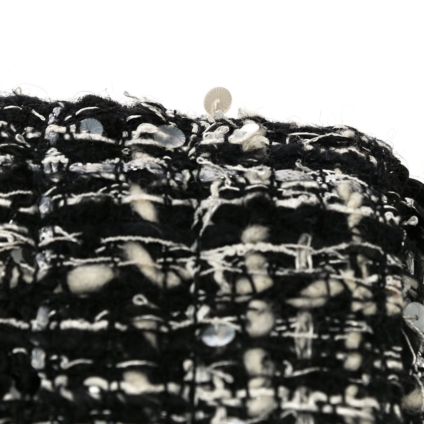 Sequin Tweed Single Flap Ecru Black