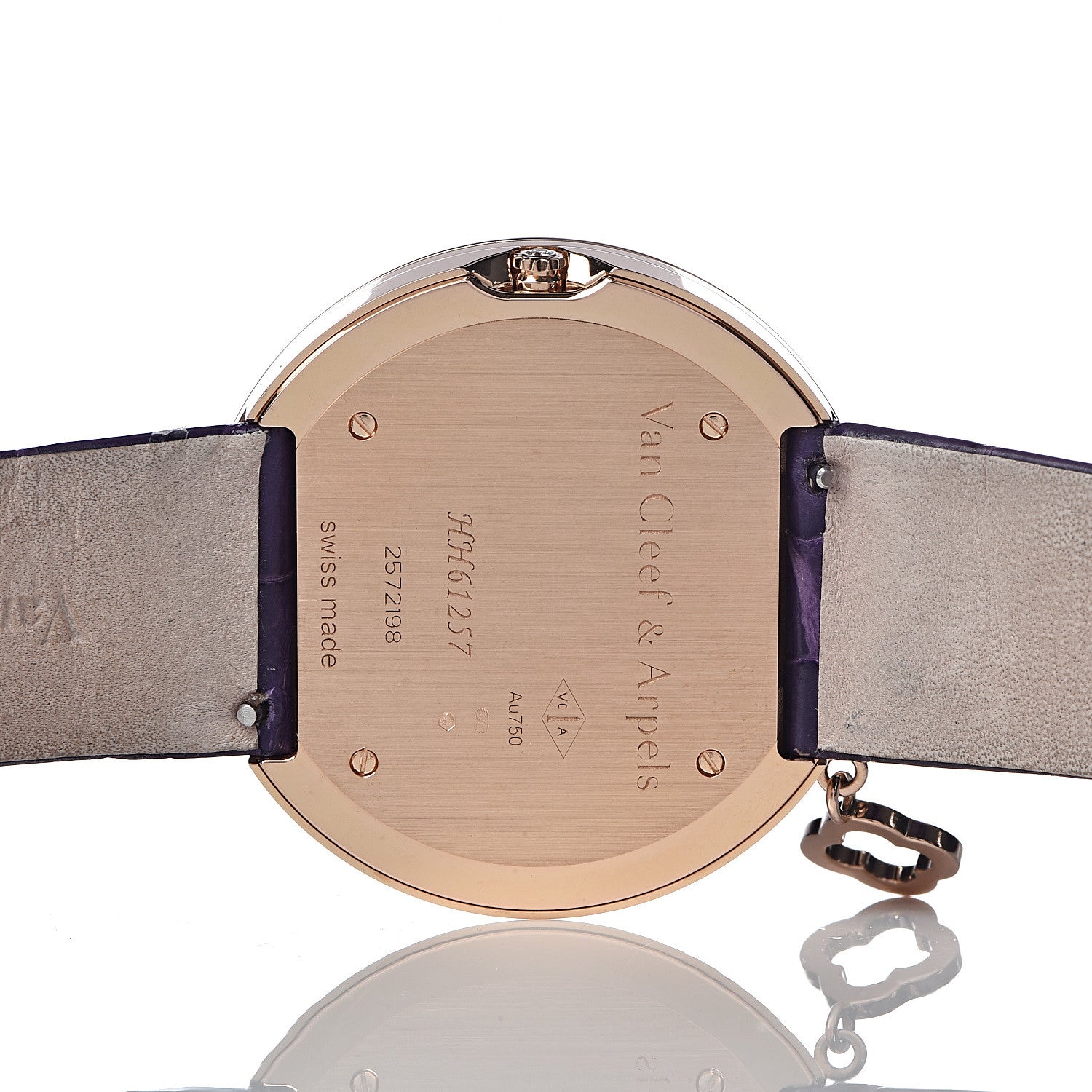 Van Cleef & Arpels 18K Rose Gold Alligator 38mm Charms Quartz Watch 5 of 11