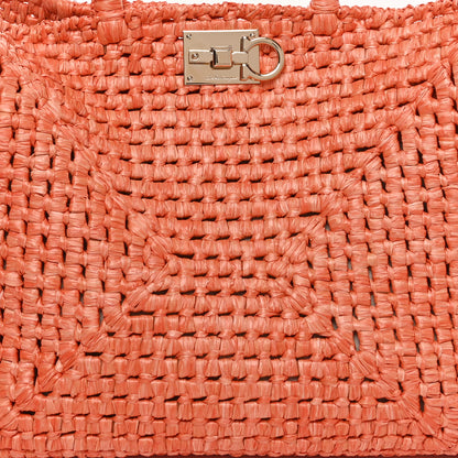 Salvatore Ferragamo Raffia L Studio Box Tote Aragosta 9 of 10
