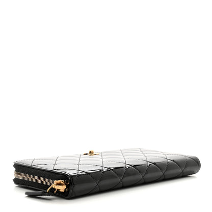 Chanel Patent Quilted Small Zip Around Wallet Black 4 of 10