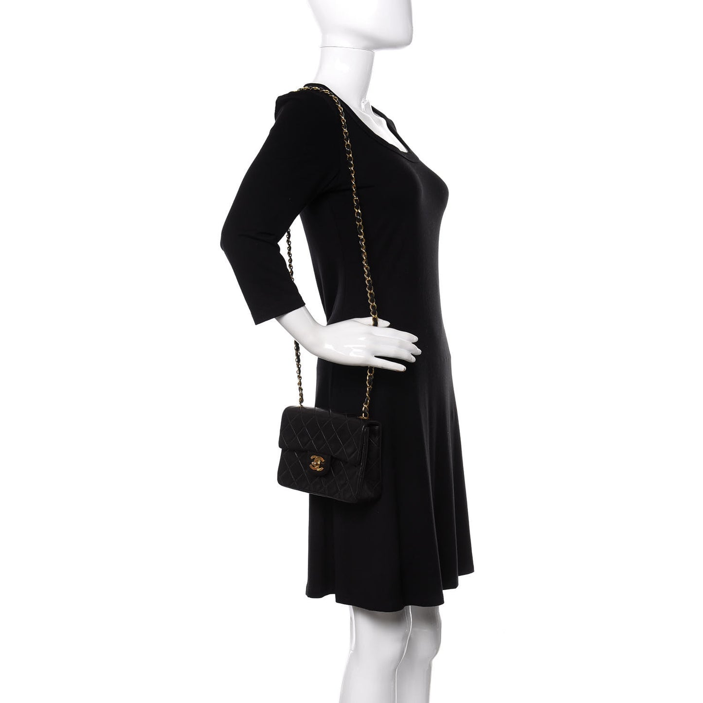 Lambskin Quilted Mini Square Flap Black