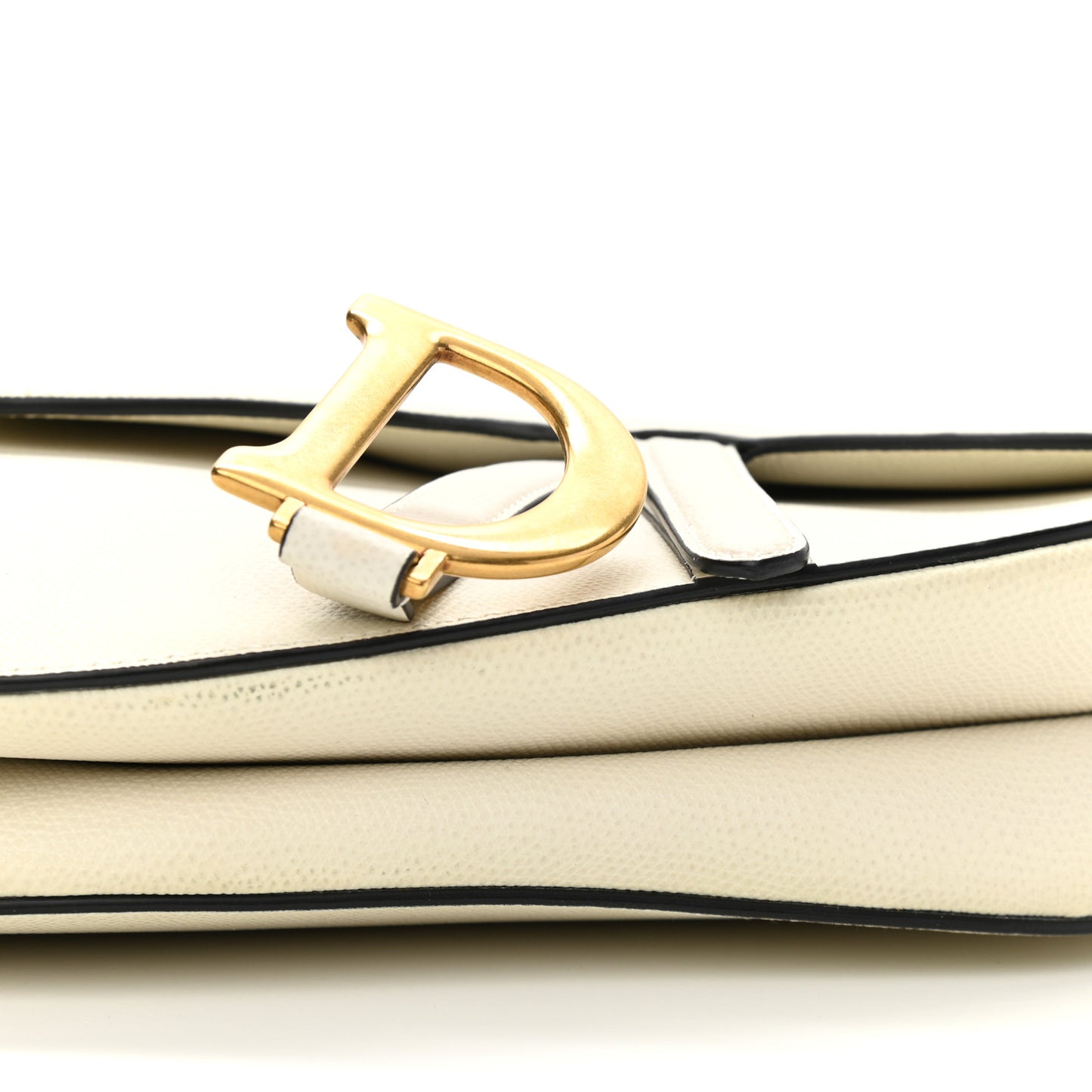 Grained Calfskin Saddle Bag White