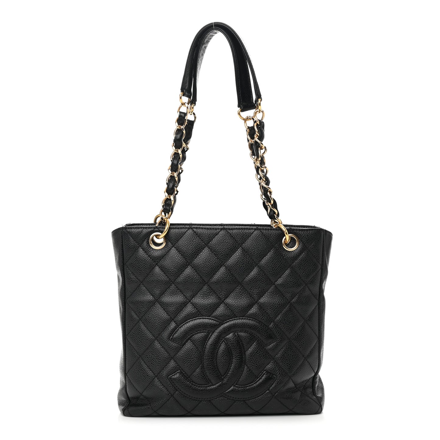 Caviar Quilted Petit Shopping Tote PST Black
