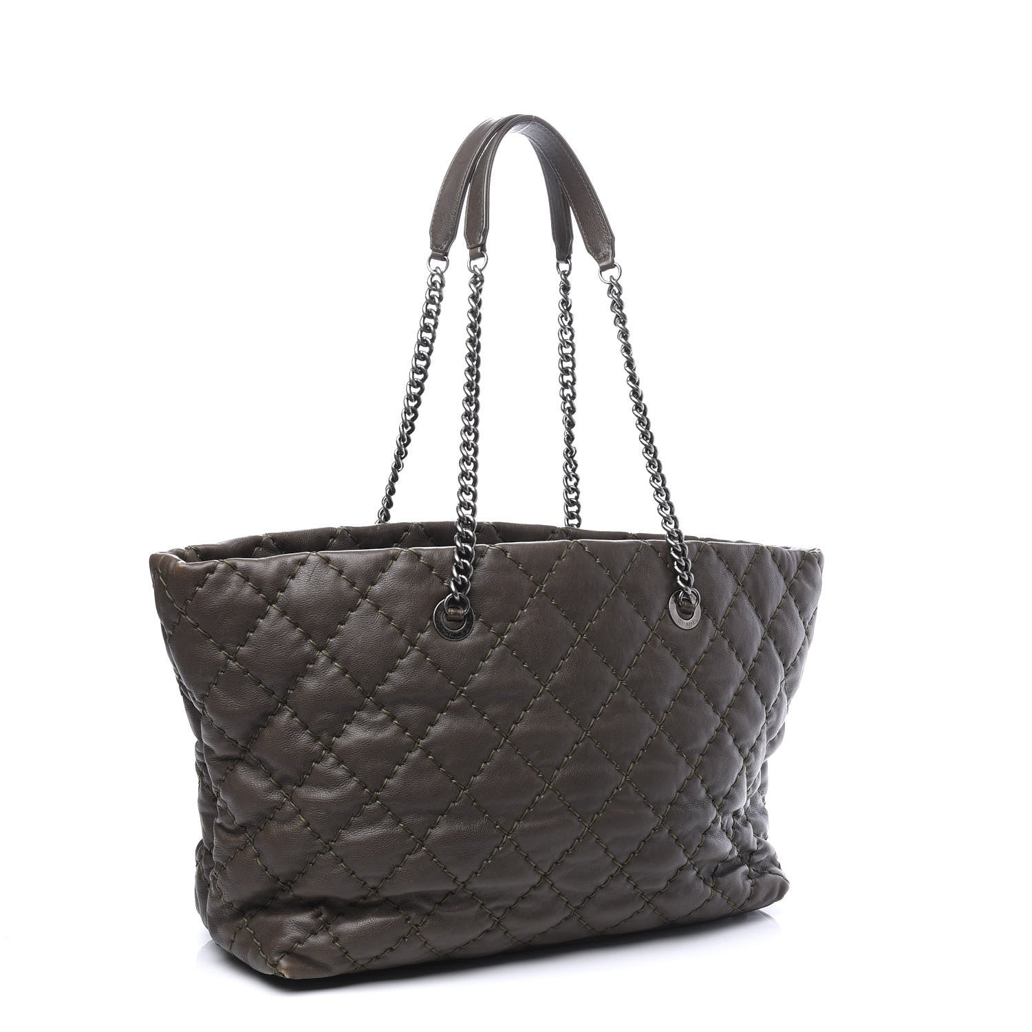 Chanel Calfskin Ultimate Stitch Shopping Tote Khaki 2 of 12
