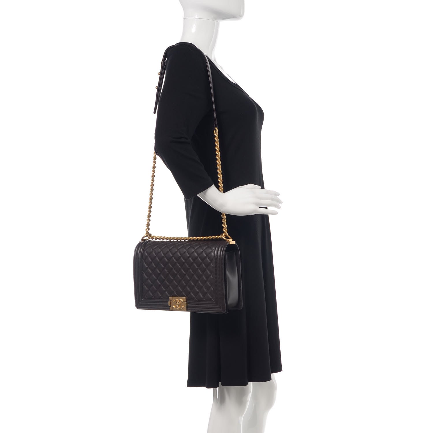 Chanel Calfskin Quilted New Medium Boy Flap Dark Brown 2 of 10