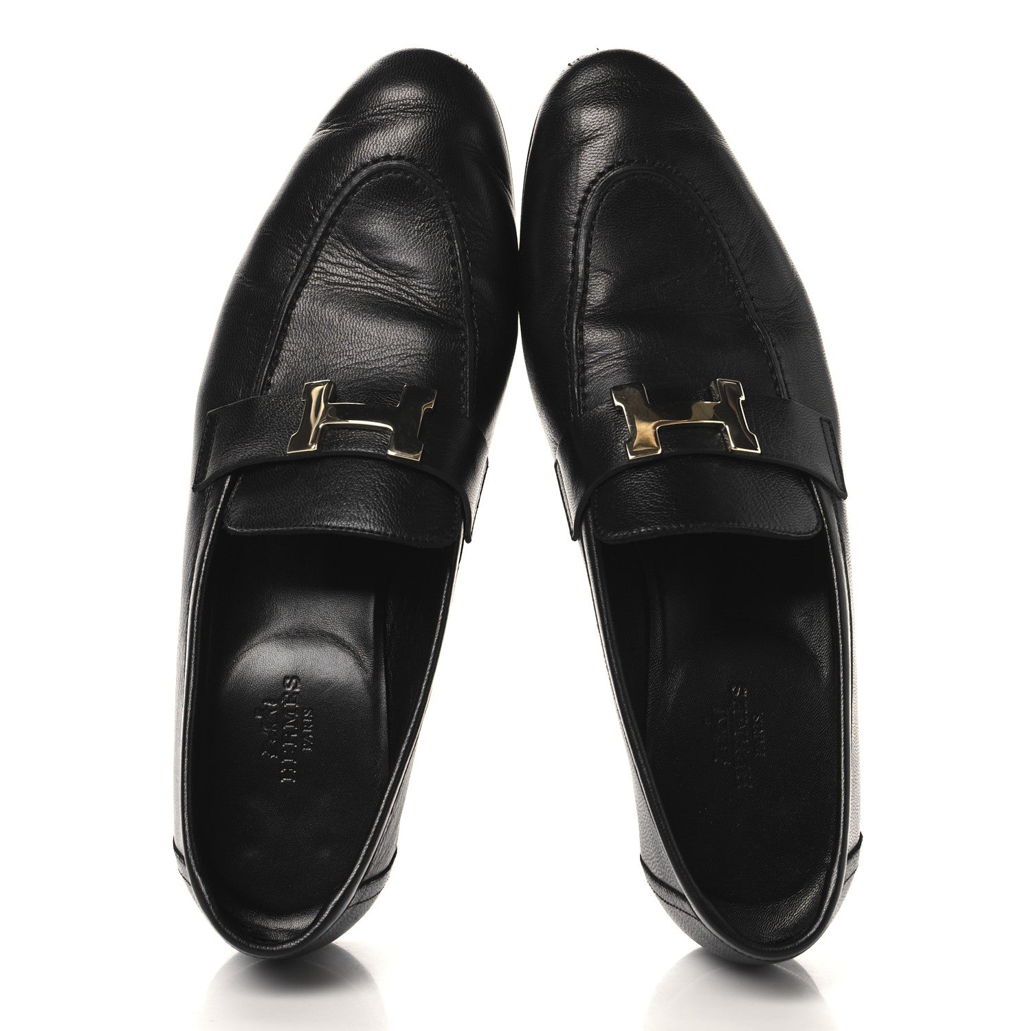 Hermes Goatskin Womens Paris Loafers 39 Black 2 of 9