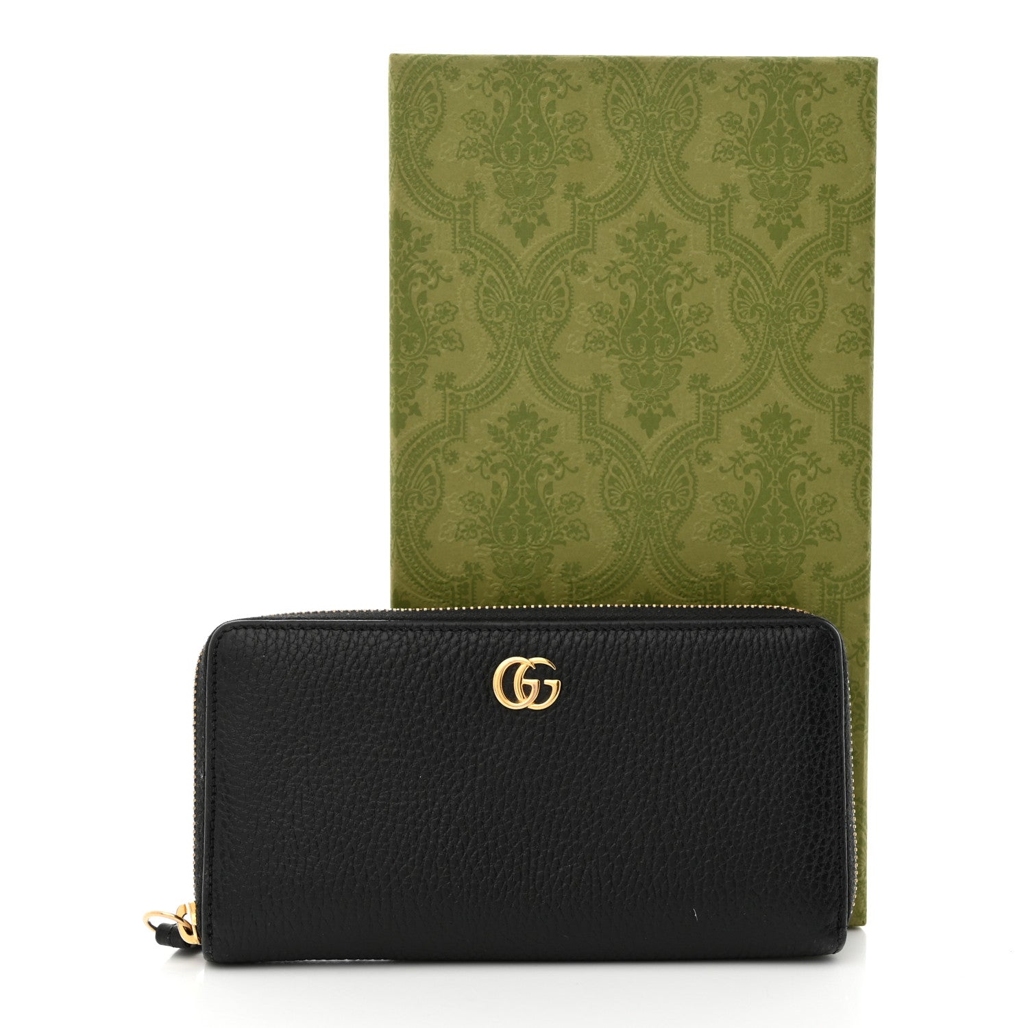 Gucci Dollar Calfskin GG Marmont Zip Around Wallet Black 8 of 8