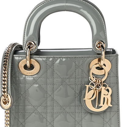 Christian Dior Patent Cannage Mini Lady Dior Grey Stone 8 of 11