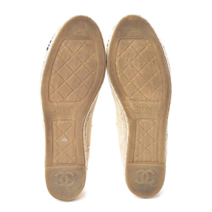 Chanel Suede Pearl CC Espadrilles 38 Beige Black 5 of 11