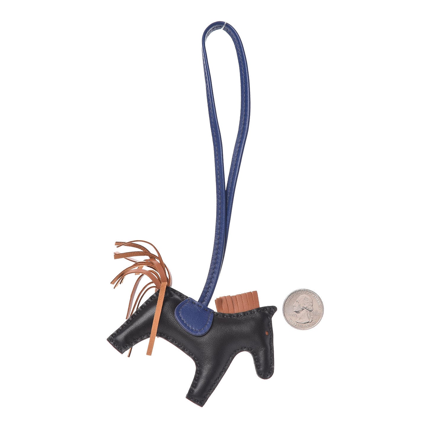 Milo Lambskin Grigri Rodeo Horse Bag Charm PM Black Bleu Saphir Gold