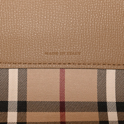 Burberry Grainy Calfskin Haymarket Check Medium Reversible Tote Camel 7 of 17