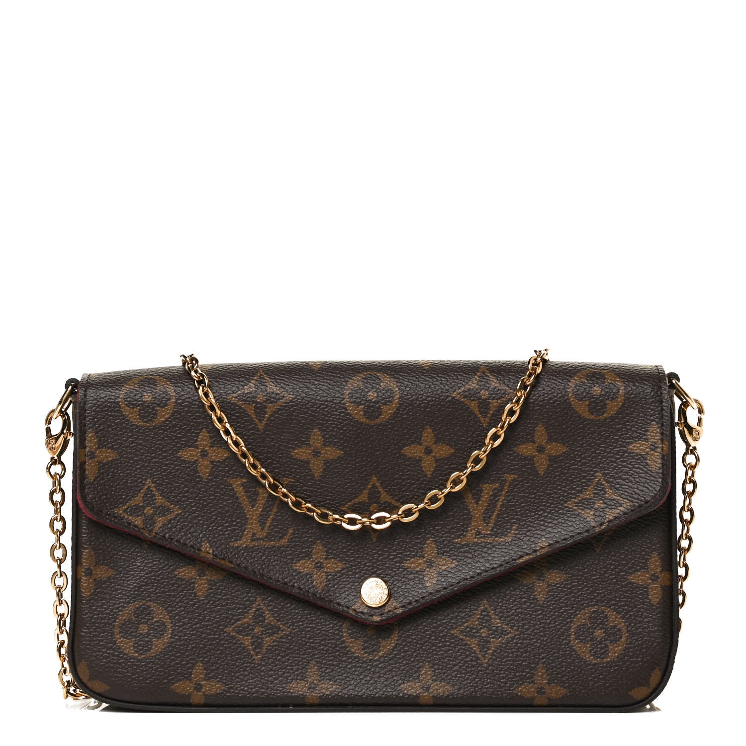 Louis Vuitton Monogram Pochette Felicie Chain Wallet Fuchsia 1 of 11