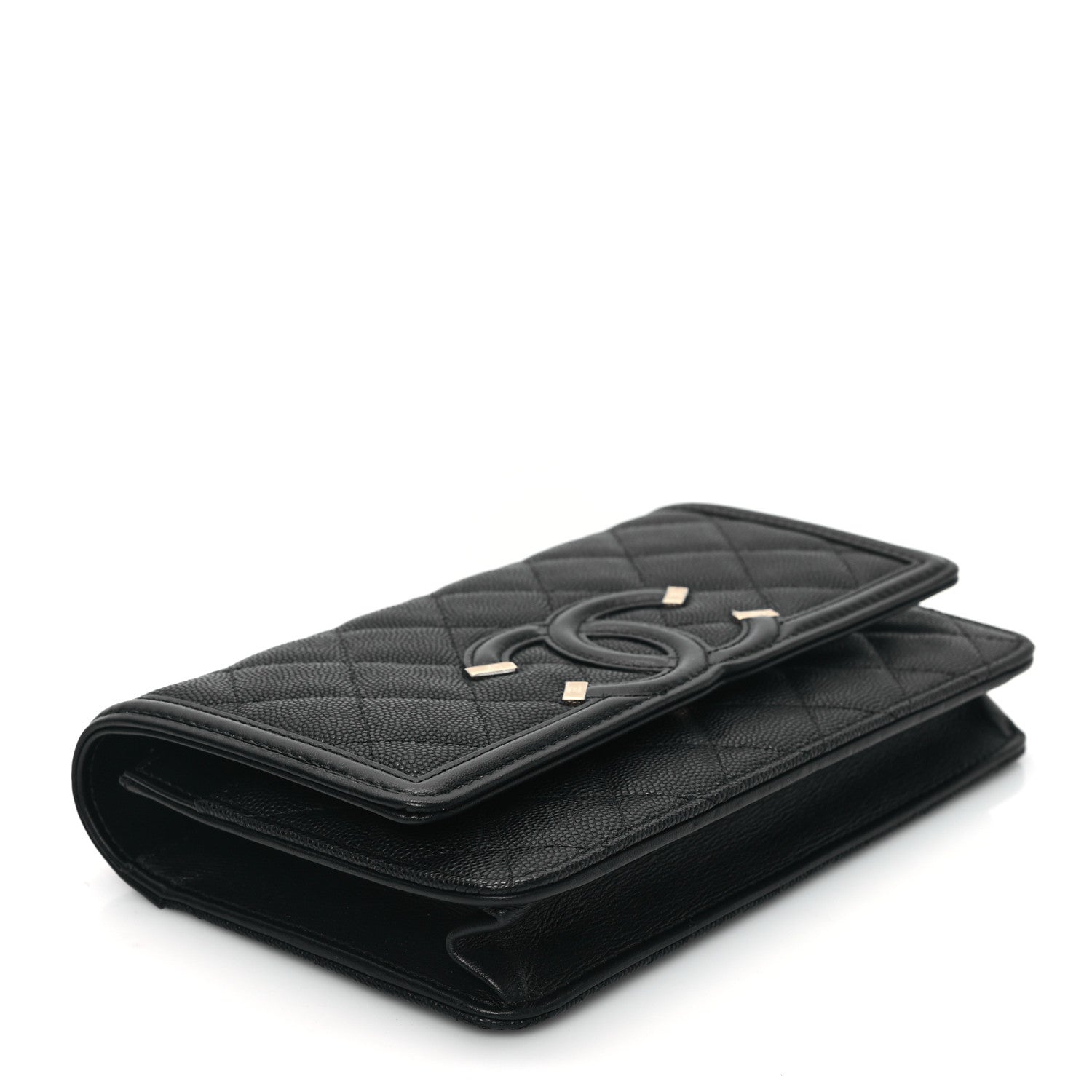 Chanel Caviar Quilted CC Filigree Wallet On Chain WOC Black 4 of 12