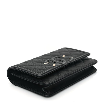 Chanel Caviar Quilted CC Filigree Wallet On Chain WOC Black 4 of 12