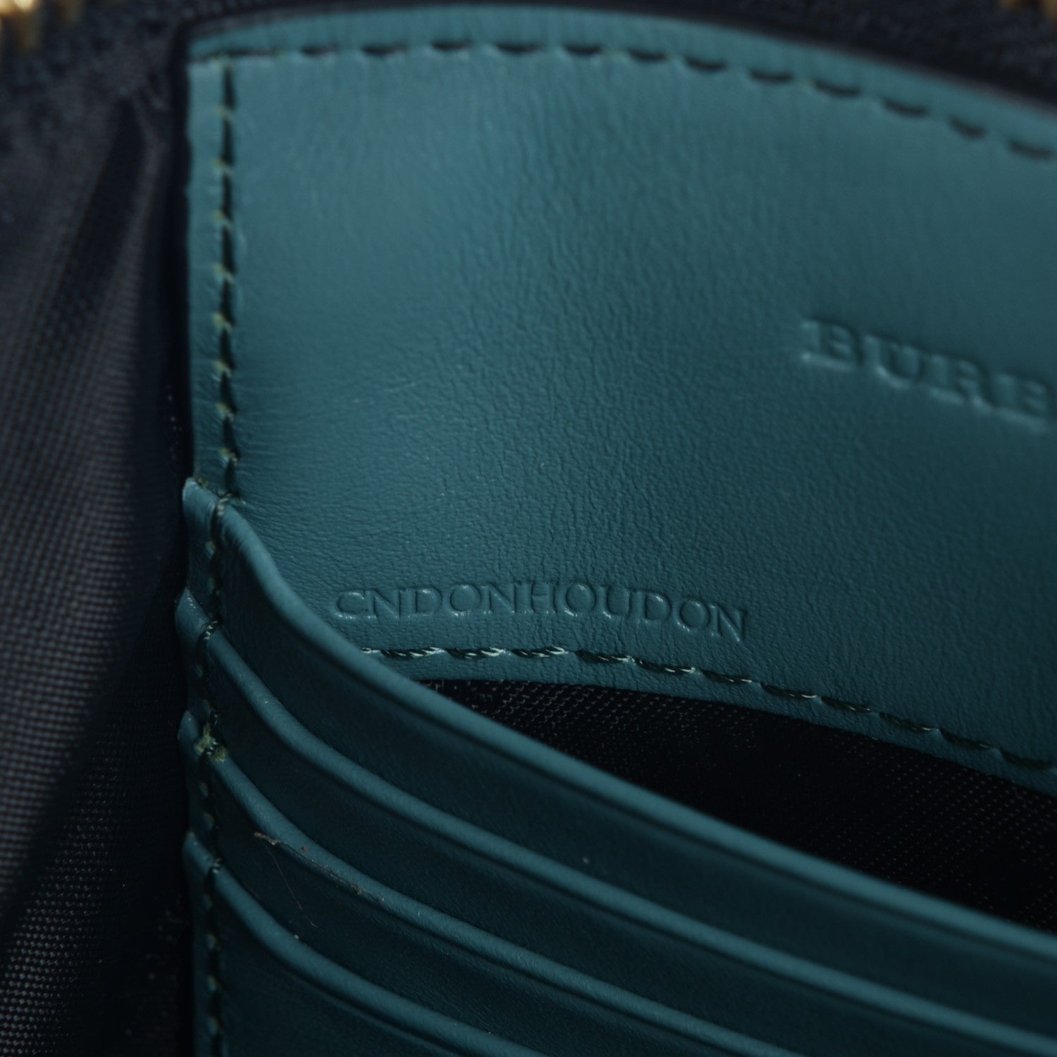 Burberry Signature Grain Calfskin Check Embossed Peyton Crossbody Clutch Bag Celadon Blue 8 of 8