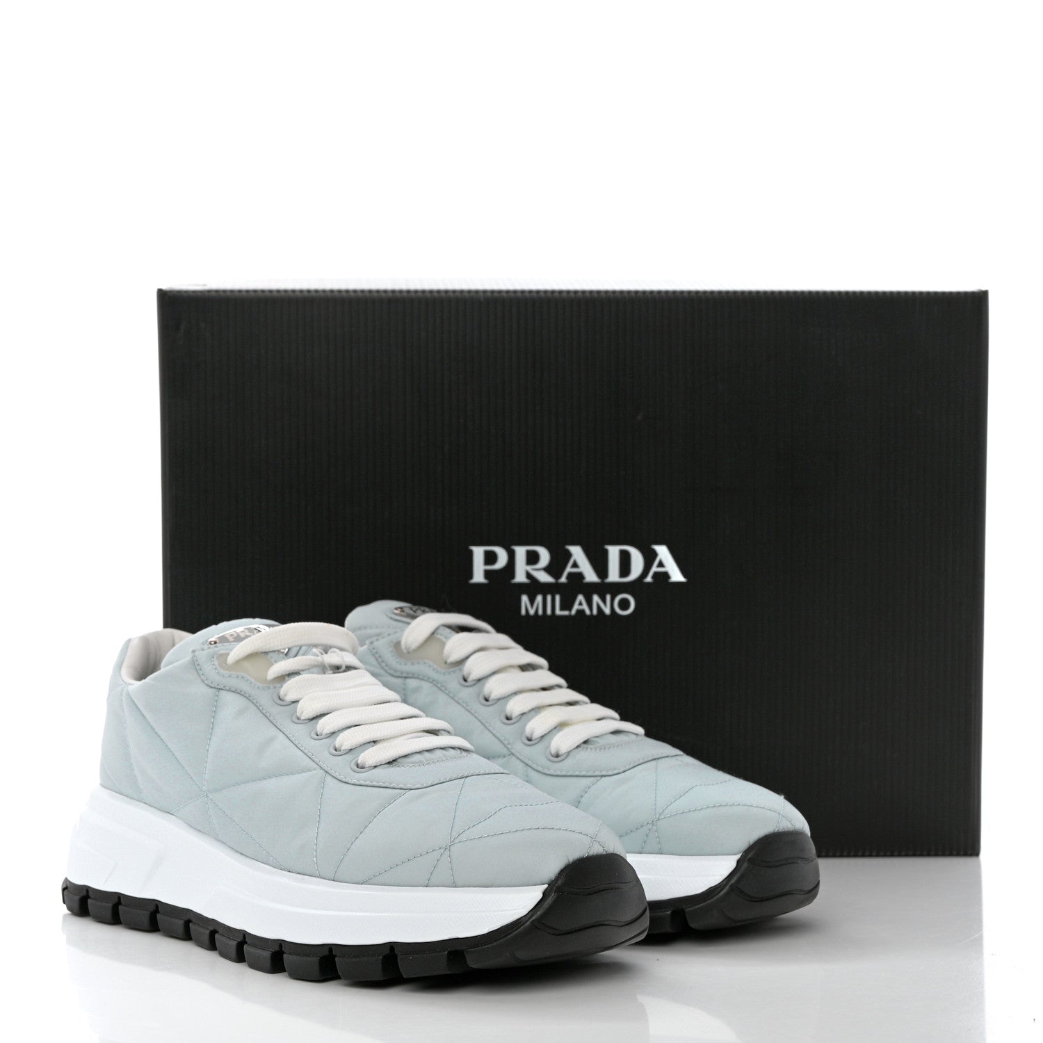 Prada Re-Nylon Piuma Metal Triangle Logo Quilted 45mm Sneakers 40 Fiordaliso 9 of 9