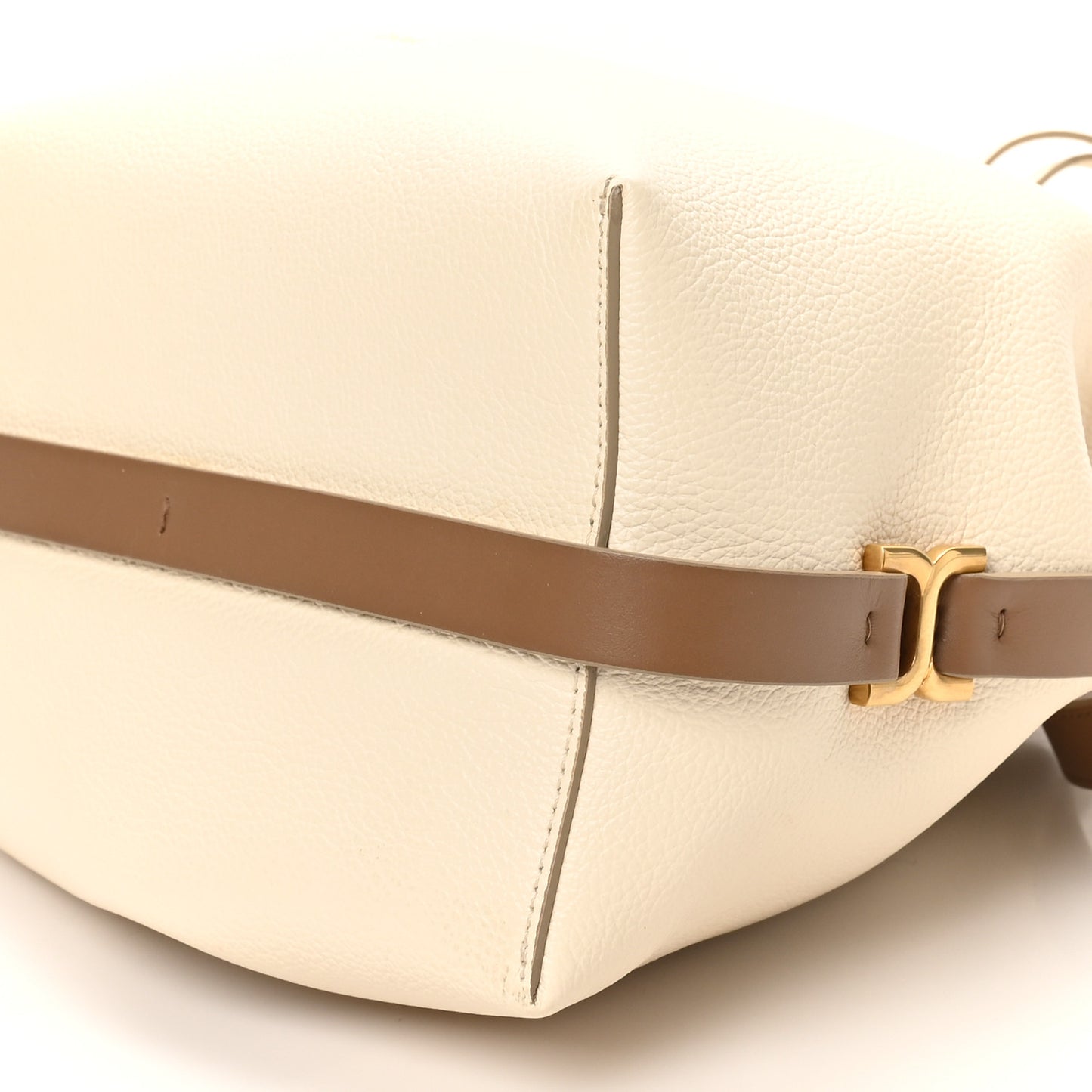Grained Calfskin Marcie Bucket Bag Misty Ivory