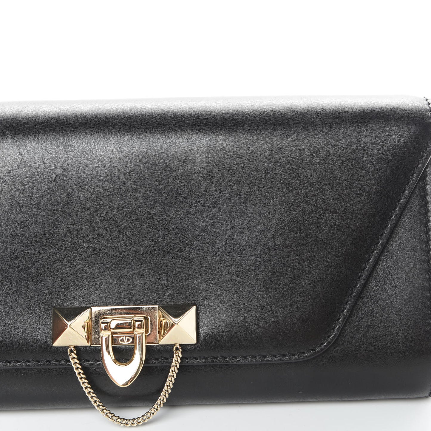 Vitello Demilune Chain Clutch Black