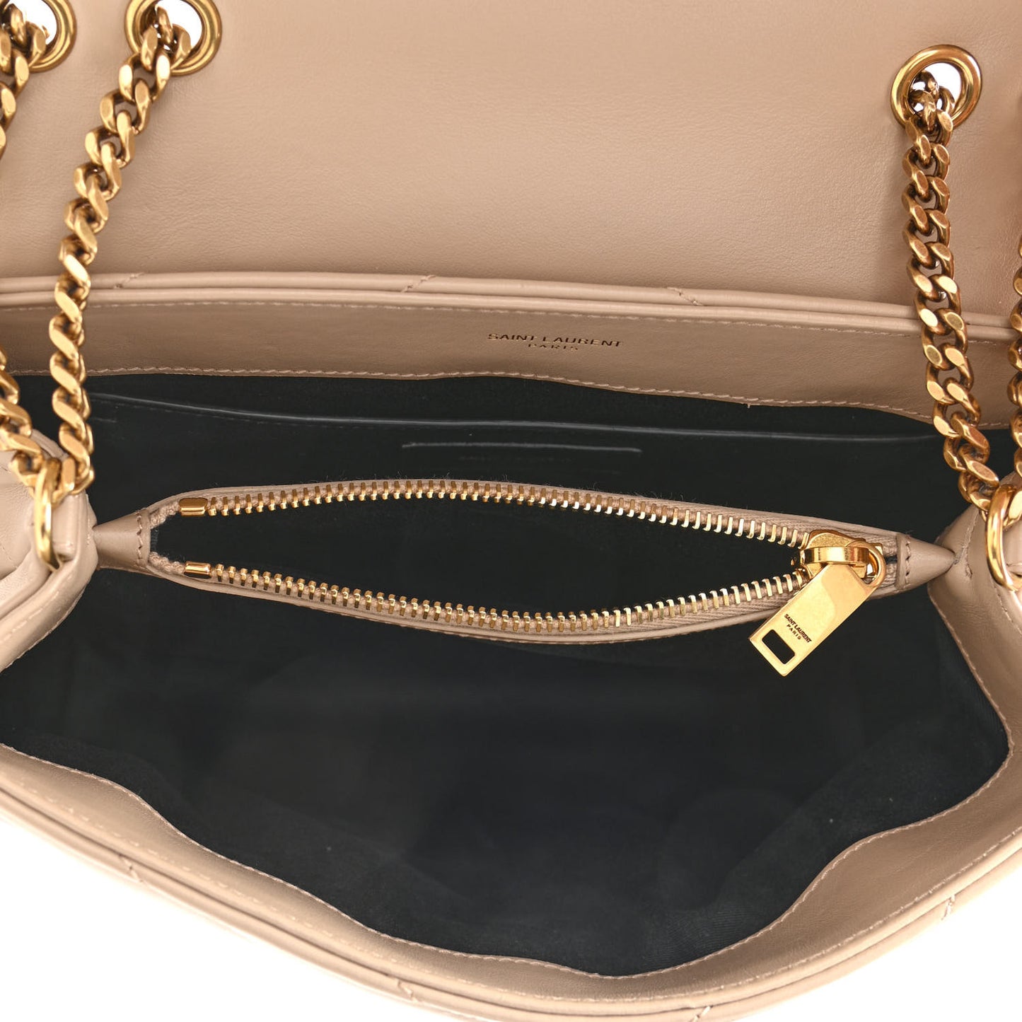 Calfskin Y Quilted Monogram Small Loulou Chain Satchel Dark Beige