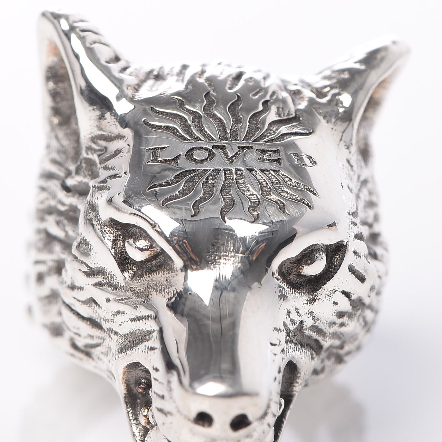 Sterling Silver Anger Forest Wolf Head Ring 54 6.75