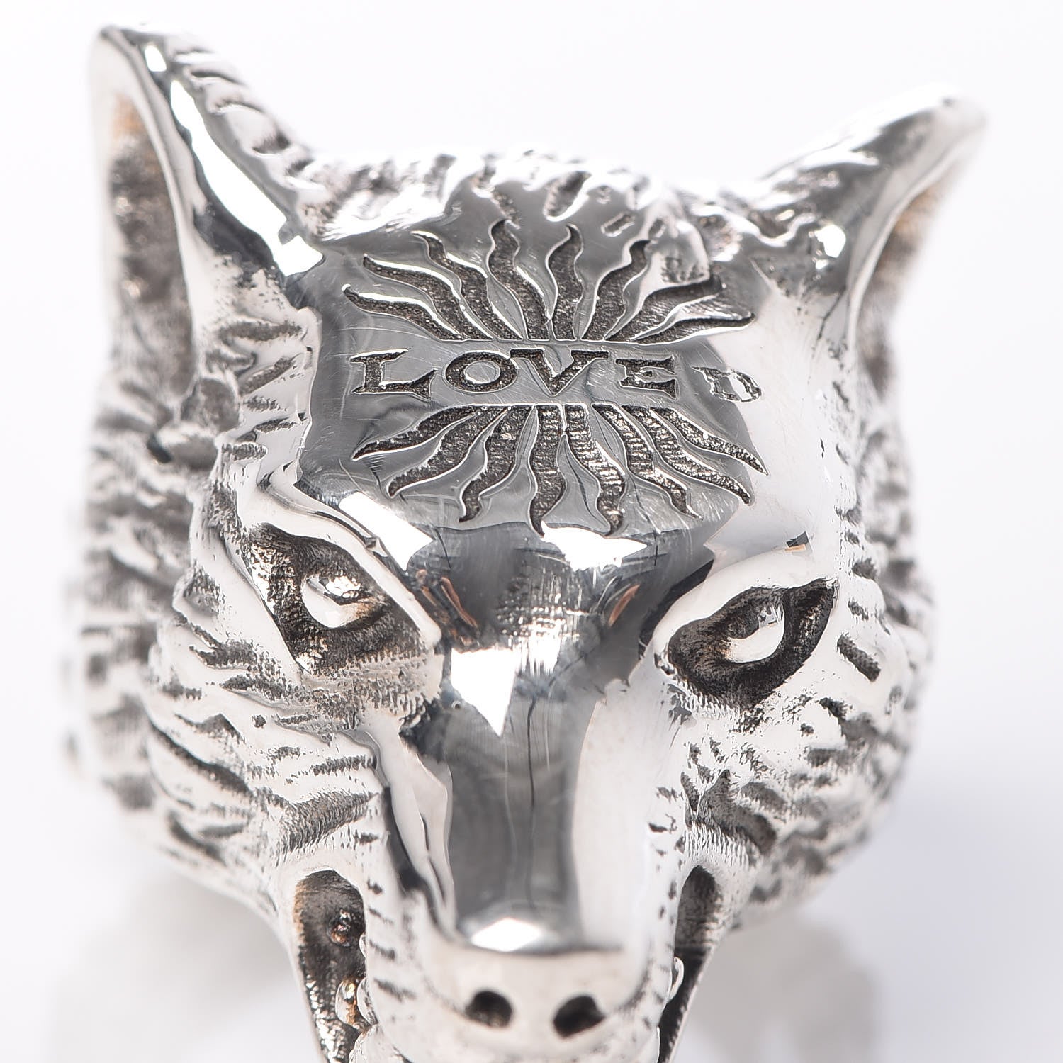 Gucci Sterling Silver Anger Forest Wolf Head Ring 54 6.75 5 of 10