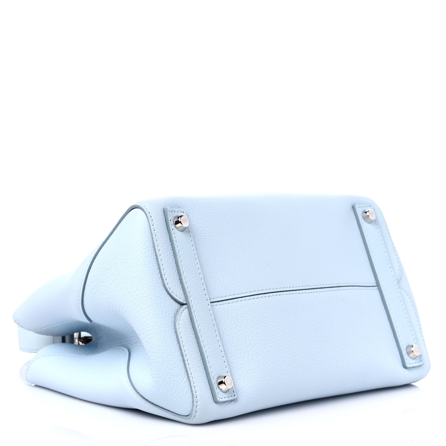 Supple Grained Calfskin Medium Open Bar Tote Light Blue