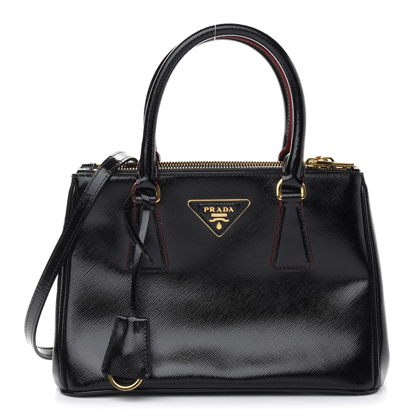 Saffiano Vernice Small Galleria Double Zip Tote Black