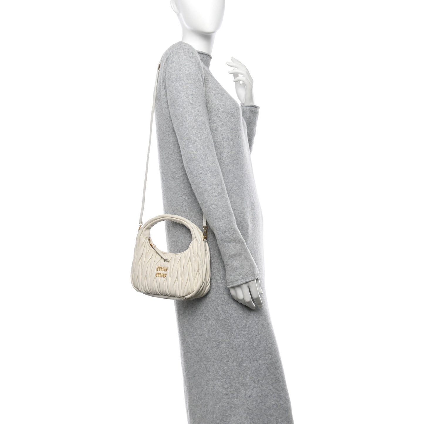 Nappa Matelasse Small Wander Hobo White