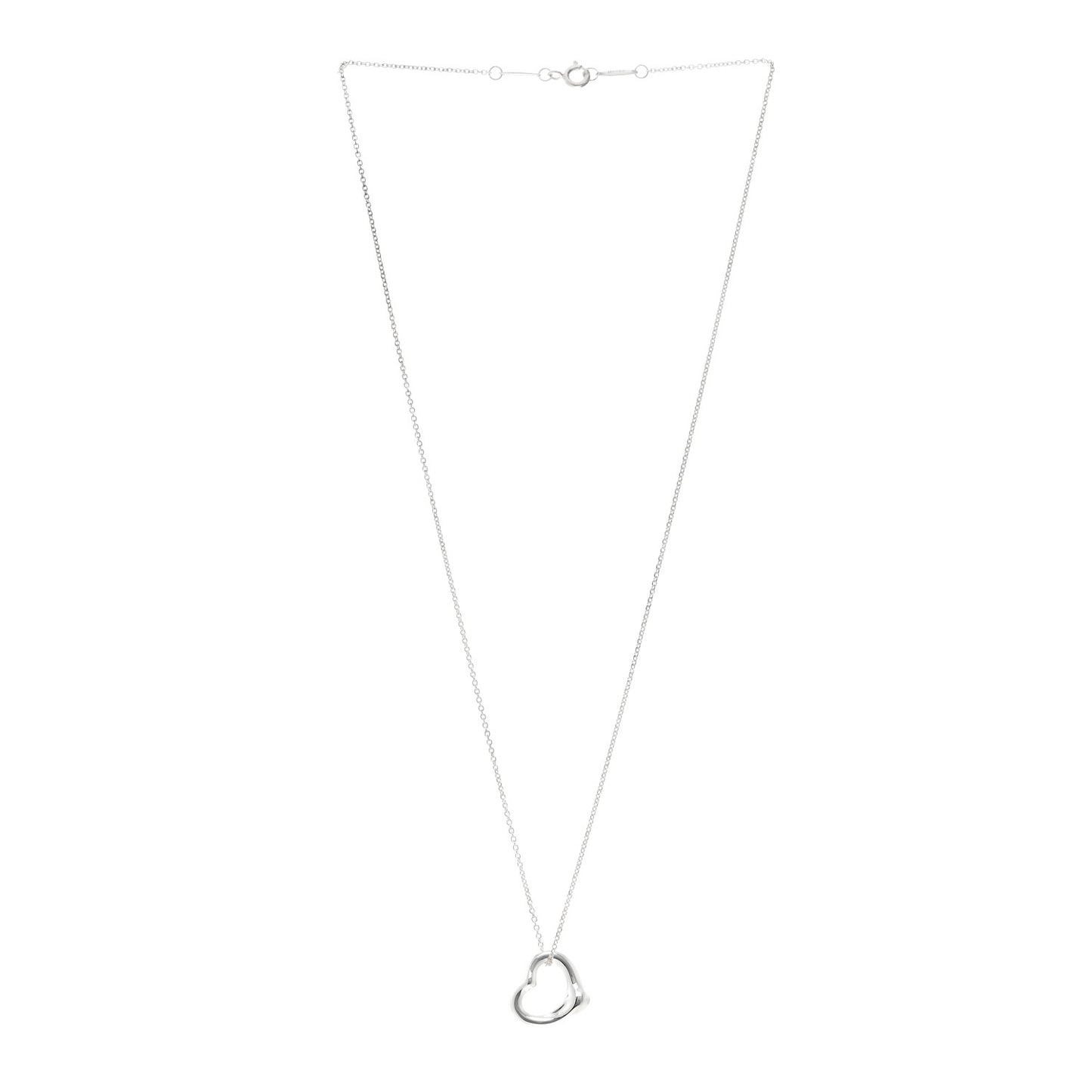 Sterling Silver 16mm Elsa Peretti Open Heart Pendant Necklace