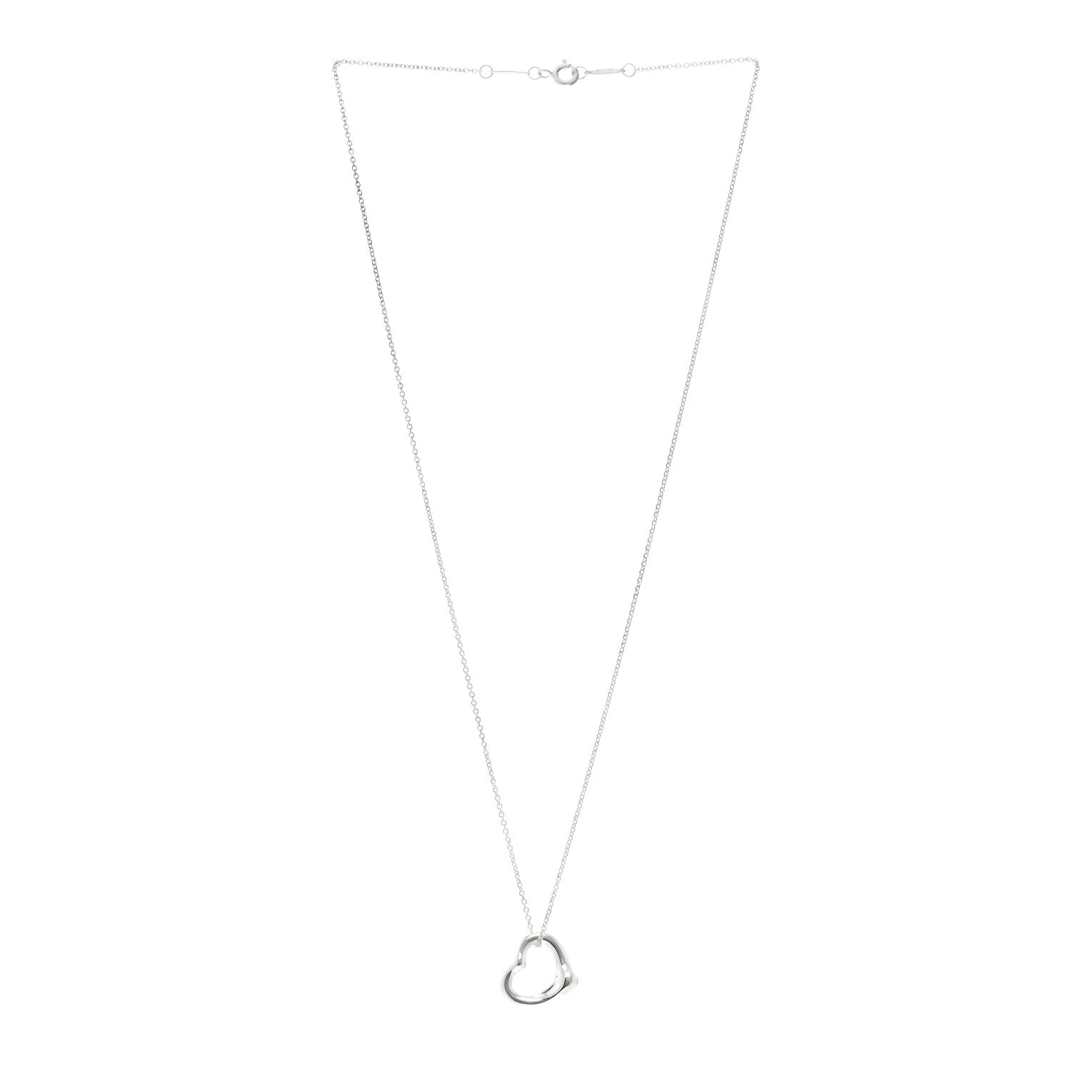 Tiffany Sterling Silver 16mm Elsa Peretti Open Heart Pendant Necklace 3 of 5