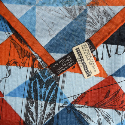 Hermes Cashmere Silk Manufacture de Boucleries Shawl 140 Turquoise Orange Vert 3 of 5