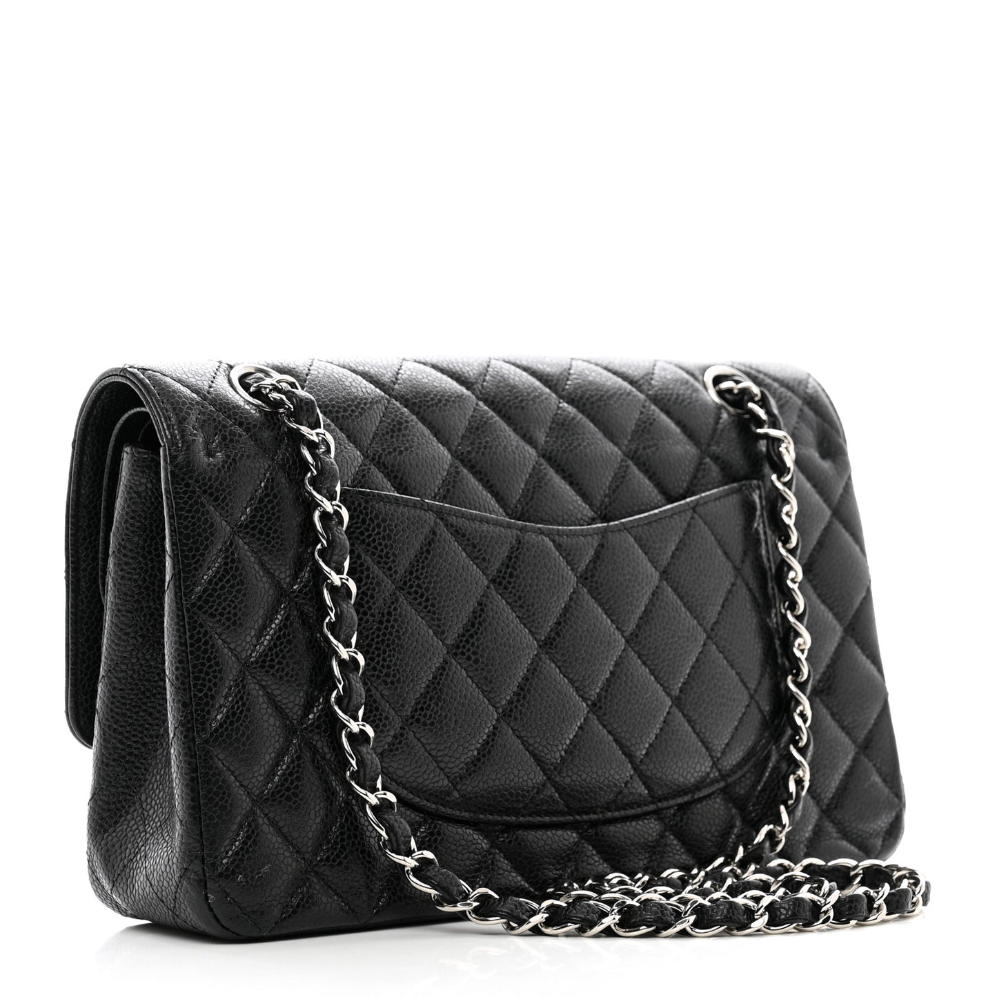 Caviar Quilted Medium Double Flap Black