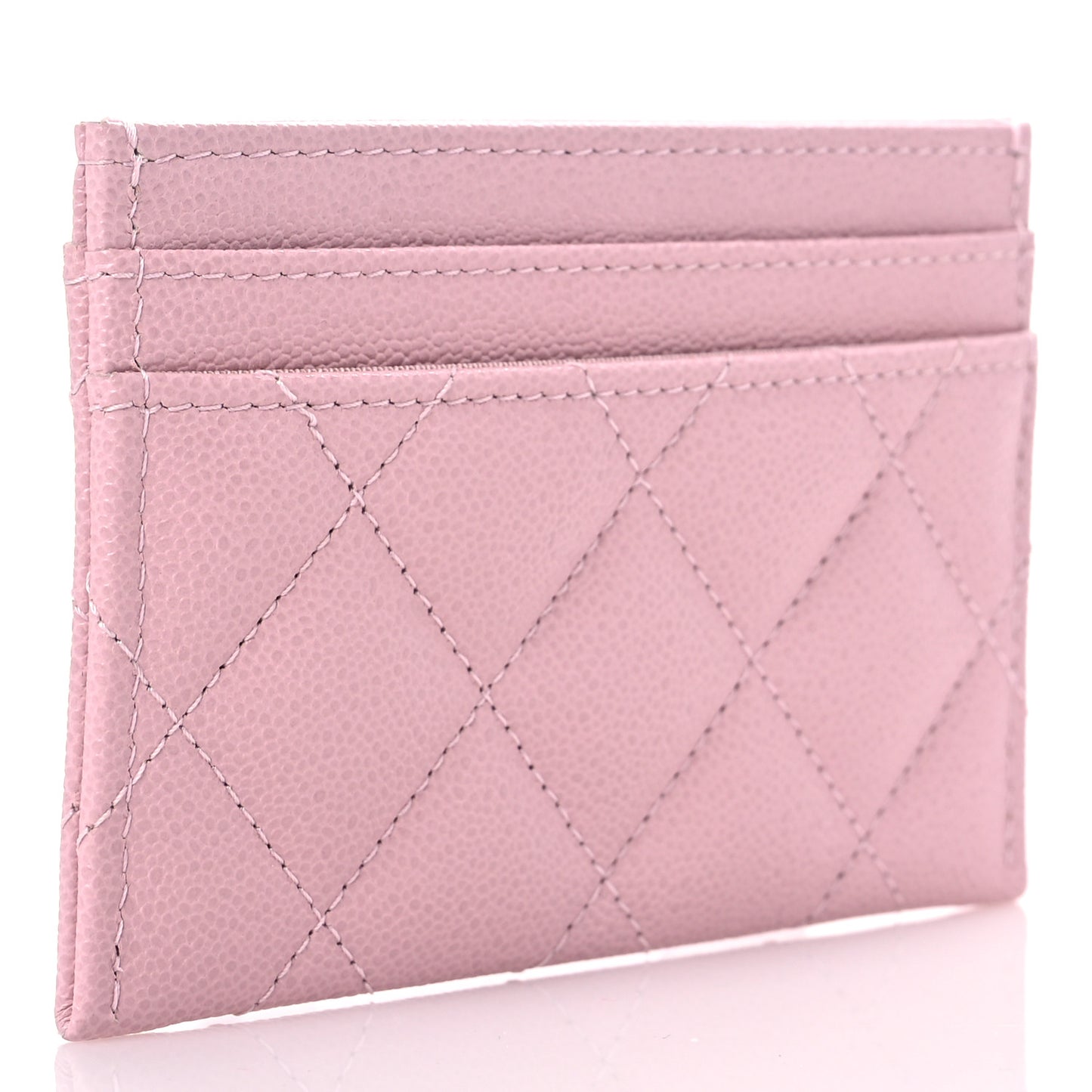 Caviar Quilted Studded CC Card Holder Light Pink