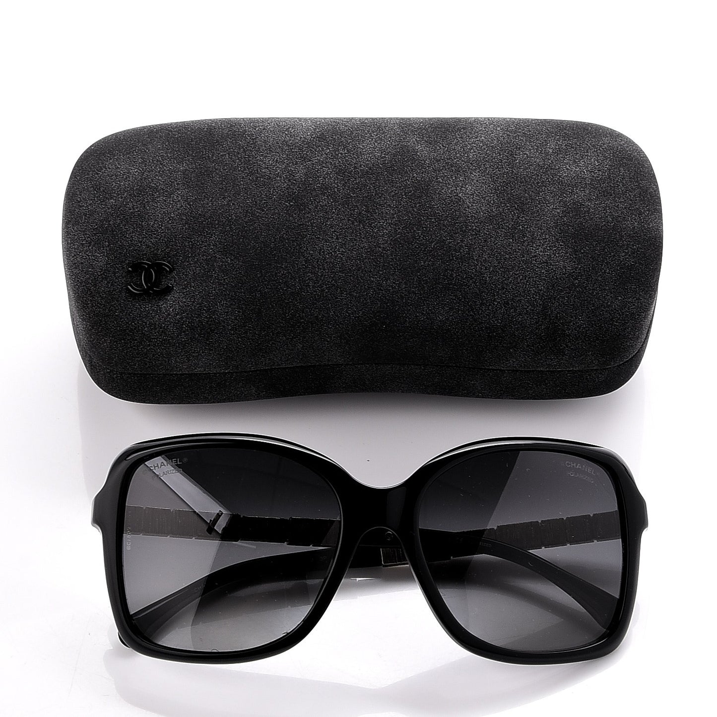 Crystal Baguette Polarized Square Sunglasses 5308-B Black
