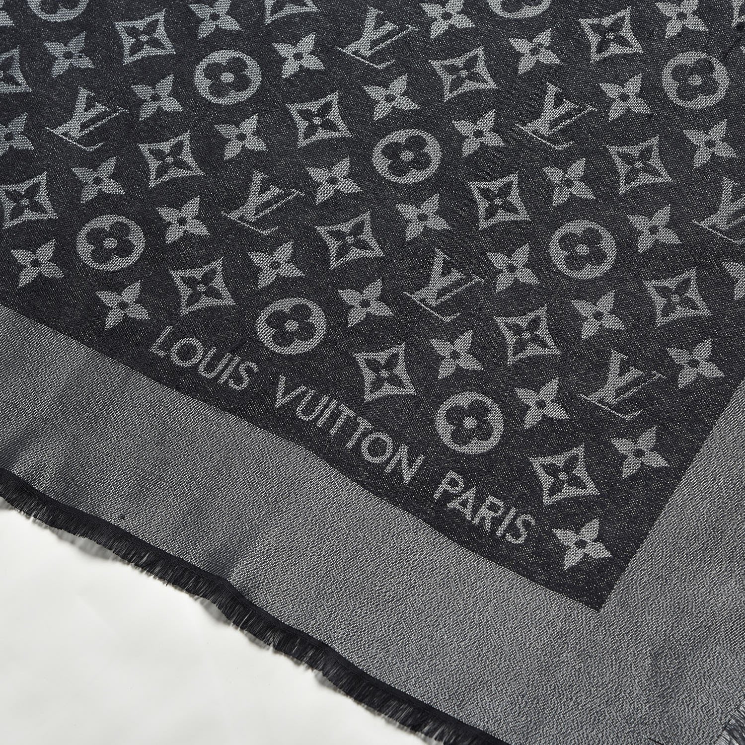 Louis Vuitton Silk Lurex Wool Monogram Shine Shawl Black 3 of 7