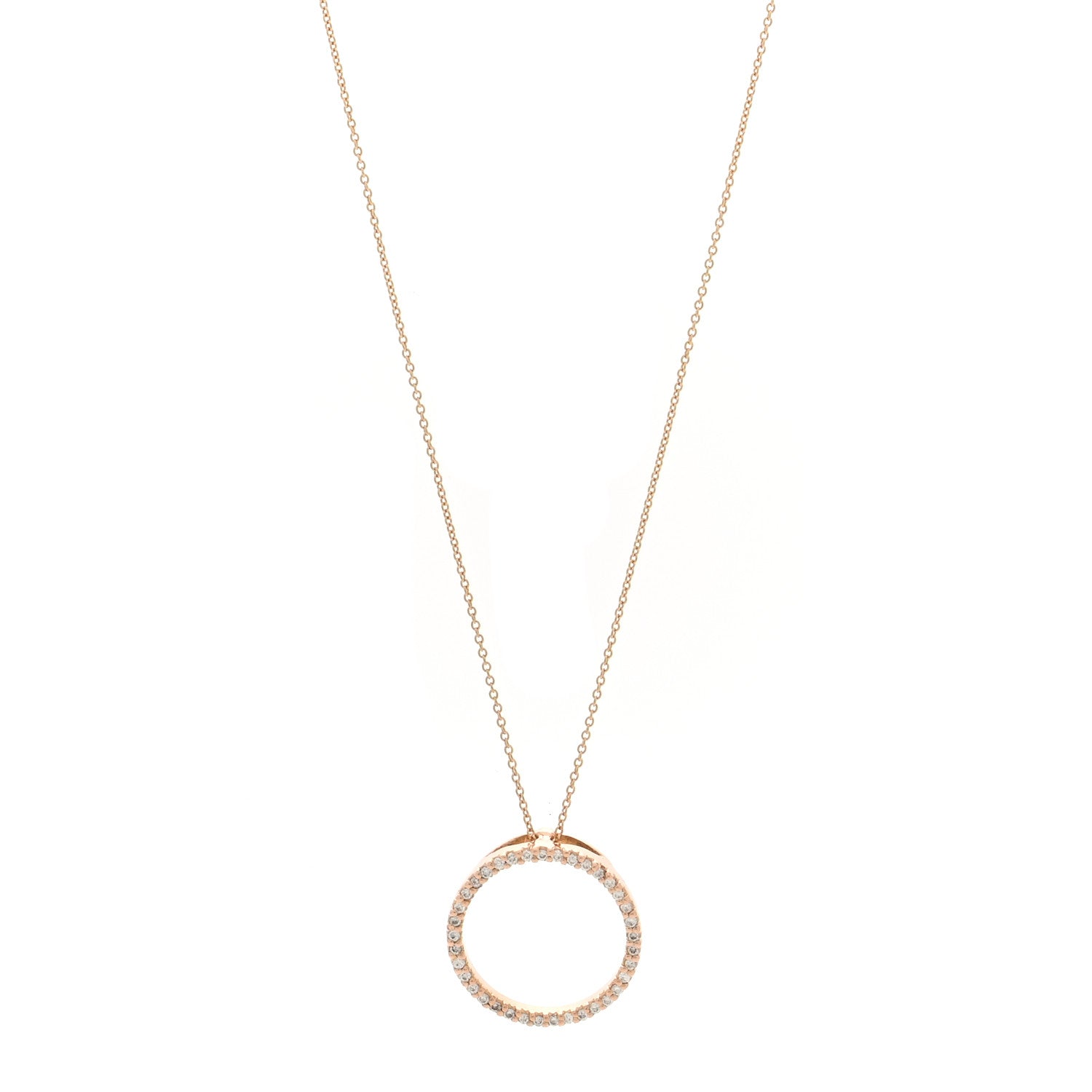 Roberto Coin 18K Rose Gold Diamond Circle Pendant Necklace 1 of 5