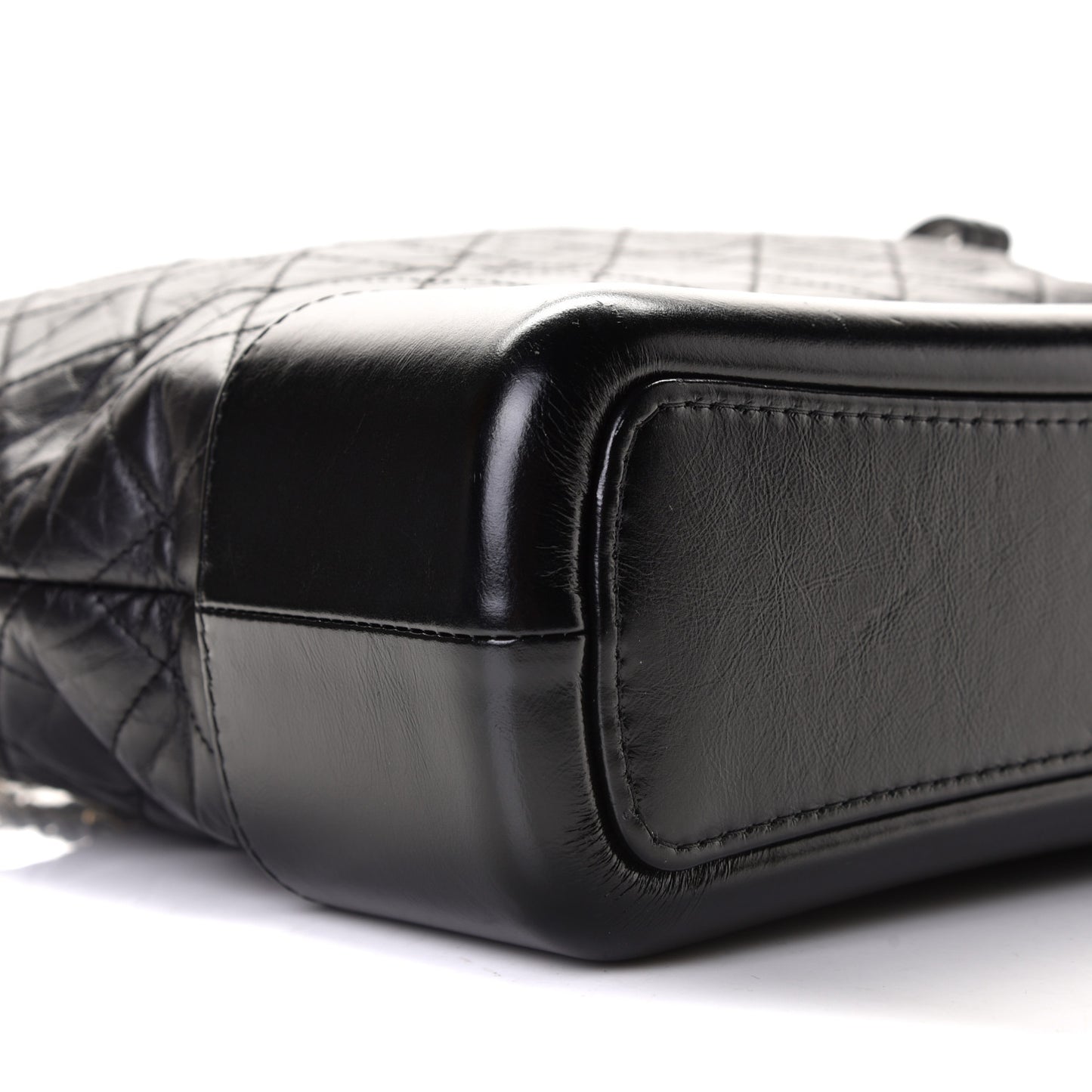 Aged Calfskin Quilted Large Gabrielle Hobo Black