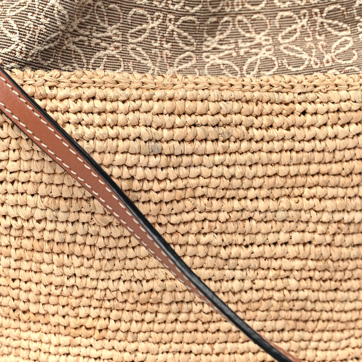 Loewe Calfskin Raffia Anagram Paulas Ibiza Pochette Bag Natural Tan 9 of 9