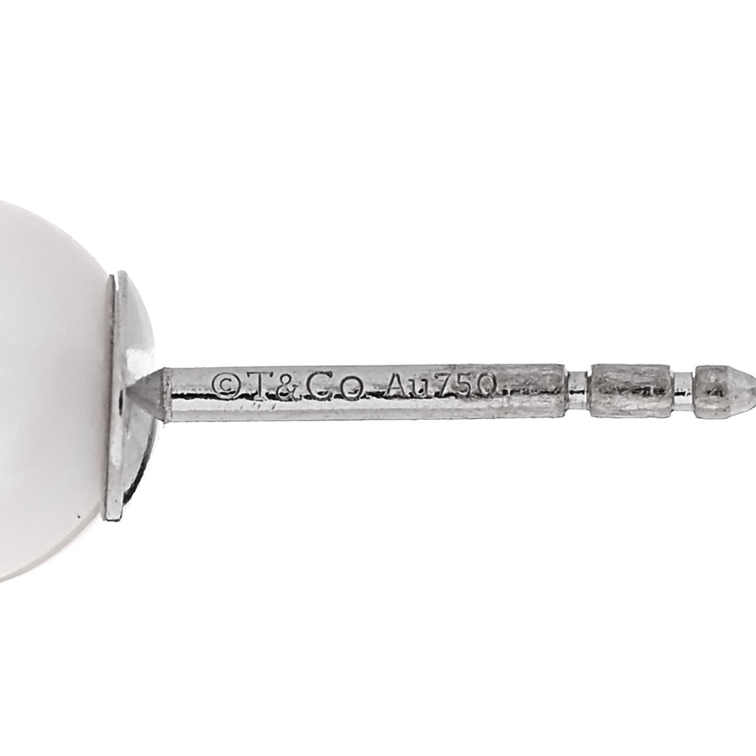 Tiffany 18K White Gold Akoya Pearl 6-6.5mm Signature Earrings 3 of 4