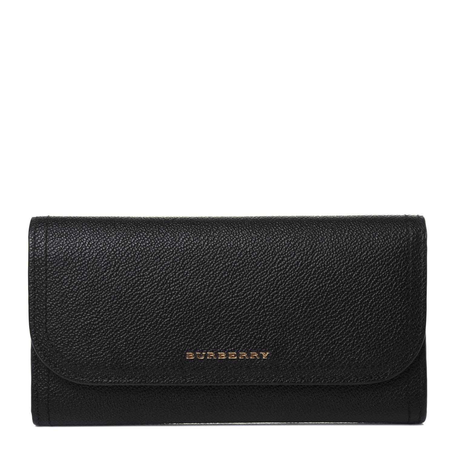 Burberry Grain Calfskin Continental Flap Wallet Black 1 of 11