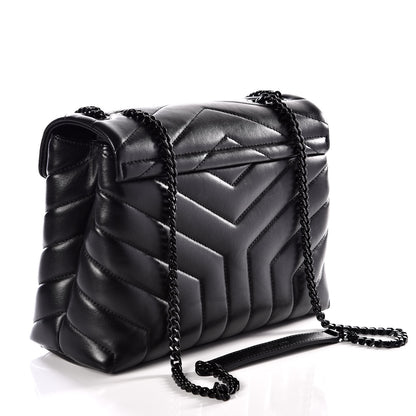 Saint Laurent Calfskin Y Quilted Monogram Small Loulou Chain Satchel Black 2 of 11