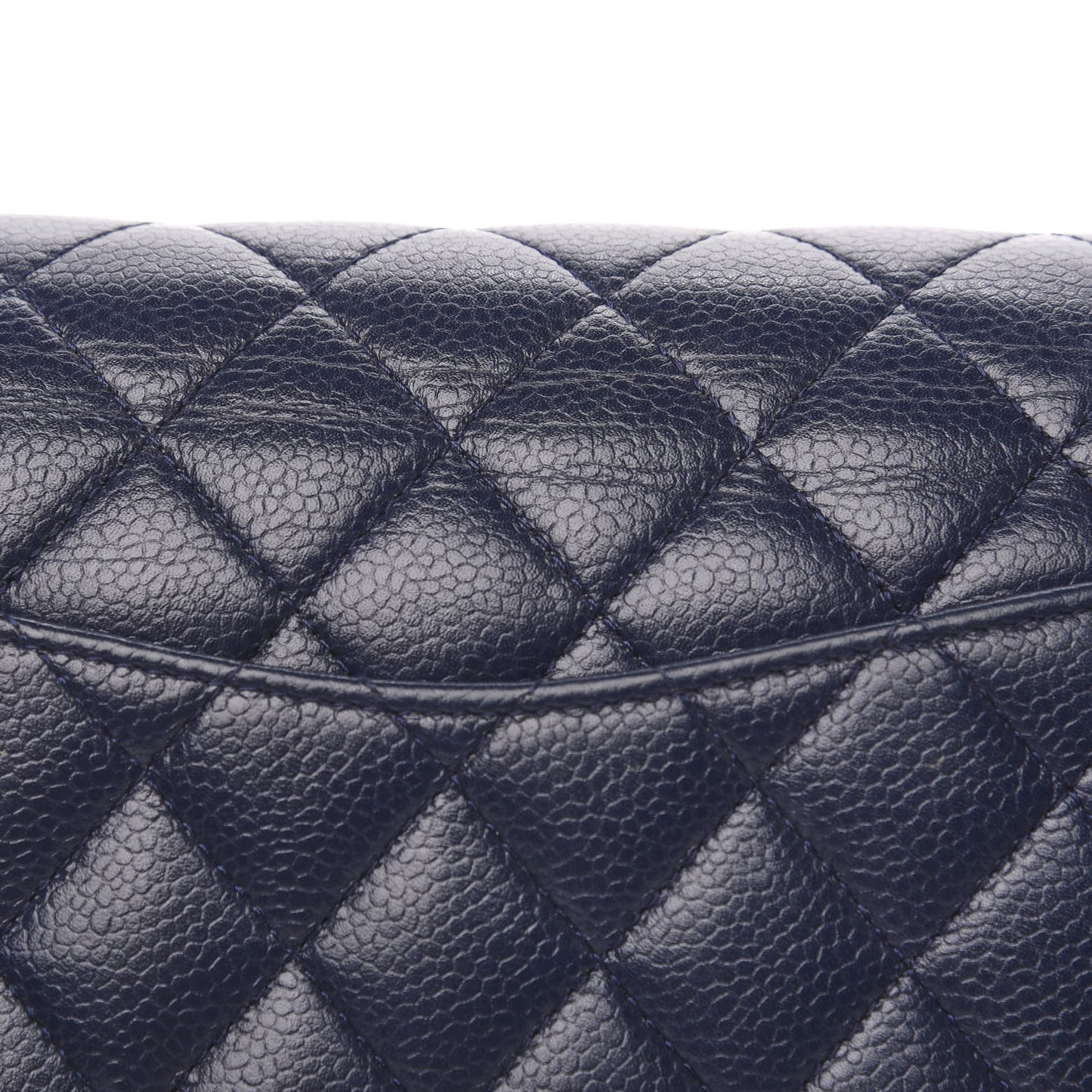 Caviar Quilted Medium Double Flap Navy