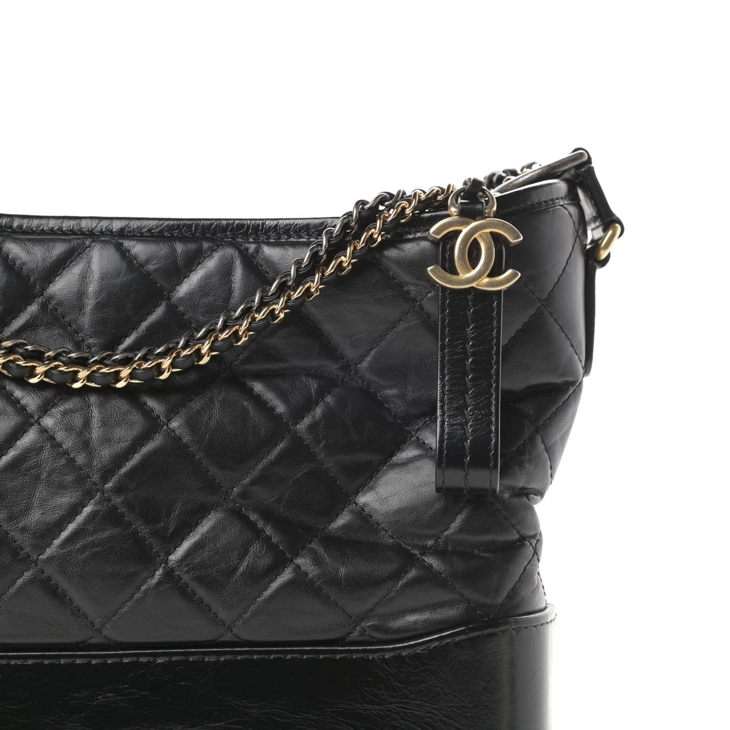 Aged Calfskin Quilted Medium Gabrielle Hobo Black