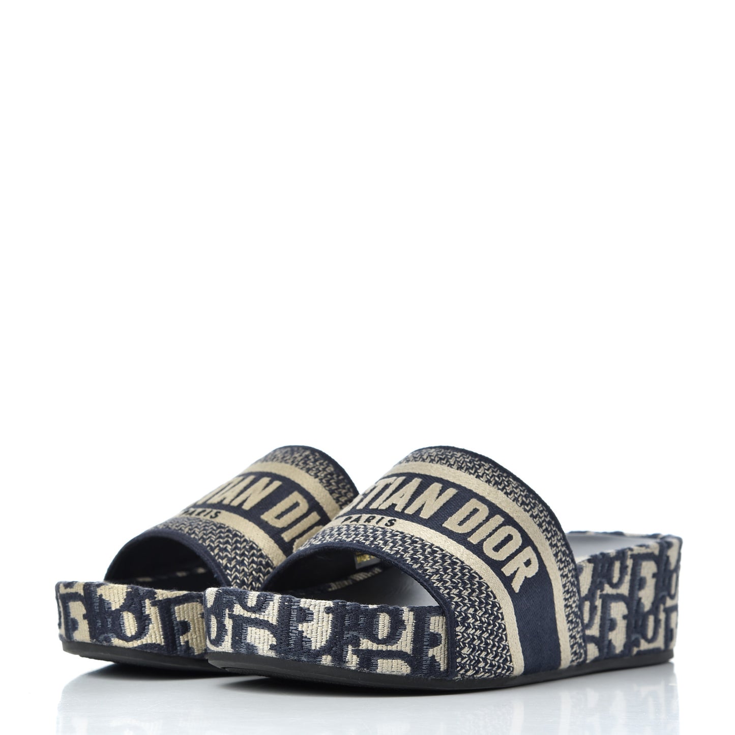 Oblique D-Way Platform Slide Sandals 37 Deep Blue