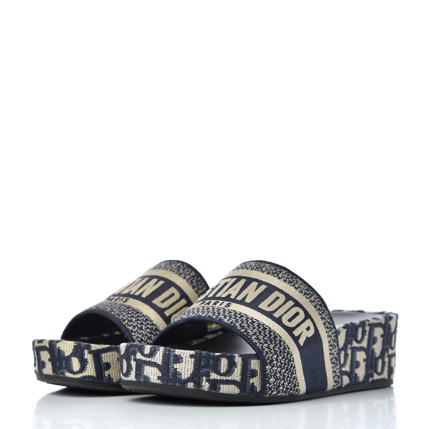 Christian Dior Oblique D-Way Platform Slide Sandals 37 Deep Blue 3 of 9