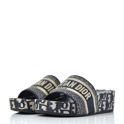 Christian Dior Oblique D-Way Platform Slide Sandals 37 Deep Blue 3 of 9