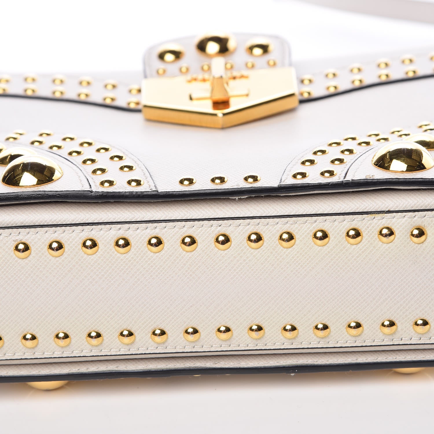 Prada Saffiano Sound Studded Hobo Talco 12 of 13