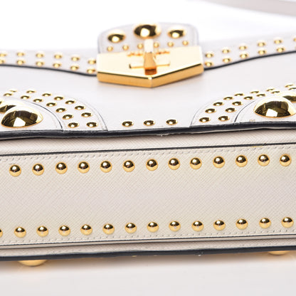 Prada Saffiano Sound Studded Hobo Talco 12 of 13